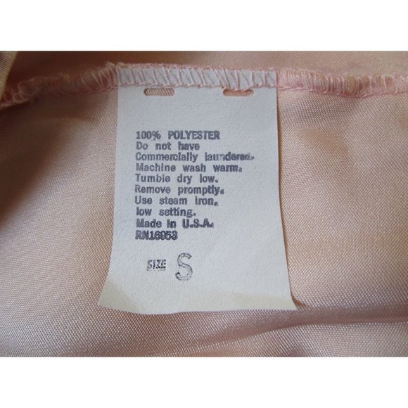 Orweco Frocks Vintage Peach Polyester Satin Stripe Accent Chemise Ladies S GUC - Picture 6 of 16